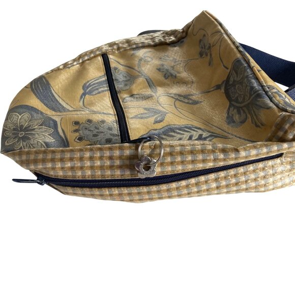 Vintage Nordic House Designs  Sling Backpack Floral Yellow Blue Coated Canvas main image 14